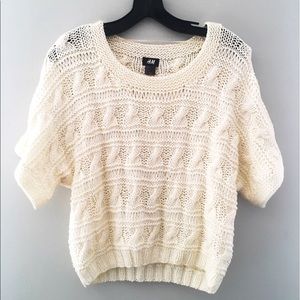 H&M Cable Hand Knit short sleeve sweater top